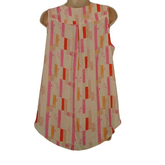 Cato Sleeveless V-Neck Pink Geometric Print Tank Top Women Size L Career Shell - Picture 3 of 10